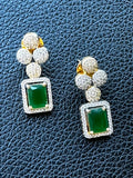 Emerald studs with American diamonds