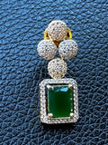 Emerald studs with American diamonds