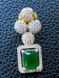 Emerald studs with American diamonds