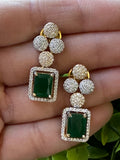 Emerald studs with American diamonds