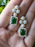 Emerald studs with American diamonds