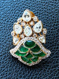 Floral emerald earrrings with kundan and American diamonds