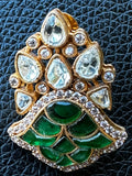 Floral emerald earrrings with kundan and American diamonds