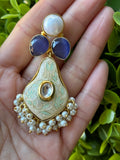 Meenakari design Kundan and stone long danglers