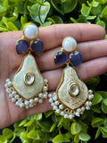Meenakari design Kundan and stone long danglers
