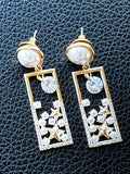 Pearls & crystal style Rectangular danglers