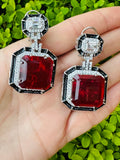 Ruby stone Victorian Danglers with American diamonds