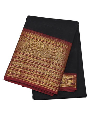 NOIR BLACK WITH CHERRY RED Silk Cotton Saree
