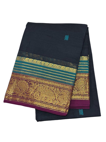 MIDNIGHT BLUE WITH WINE Cotton saree