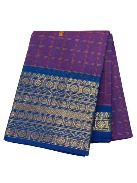 ORCHID PURPLE WITH TEAL BLUE Cotton Saree
