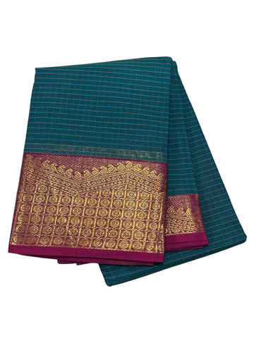 TEAL BLUE WITH WINE Cotton Saree