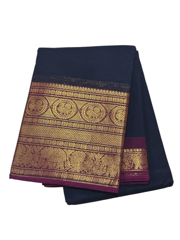 SAPPHIRE BLUE WITH WINE Cotton Saree