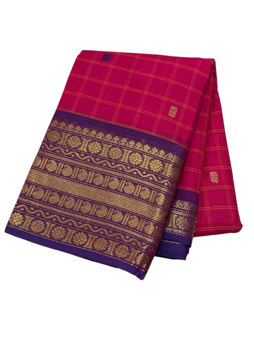 DARK FUSCIA WITH PURPLE Cotton Saree