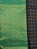 Black & Green TEMPLE weave silk saree