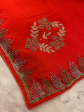 RED fancy chiffon Saree with embellishment