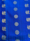 Electric blue & magenta Saree with gold zari borders