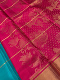 Ferozy & Magenta silk Saree with gold zari swans