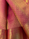 Beige and dark pink festive silk Saree