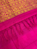 Electric blue & magenta Saree with gold zari borders