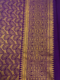 Yellow & Purple pure silk Saree with antique gold zari border