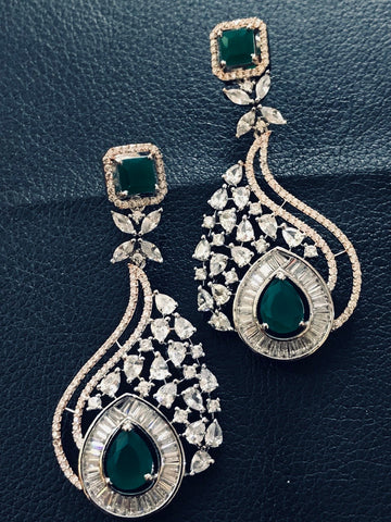 EMERALD  & DIAMOND replica Danglers