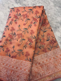 Peach bird thread embroidered Saree