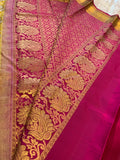 Mustard & wine SILK SAREE with gold zari border