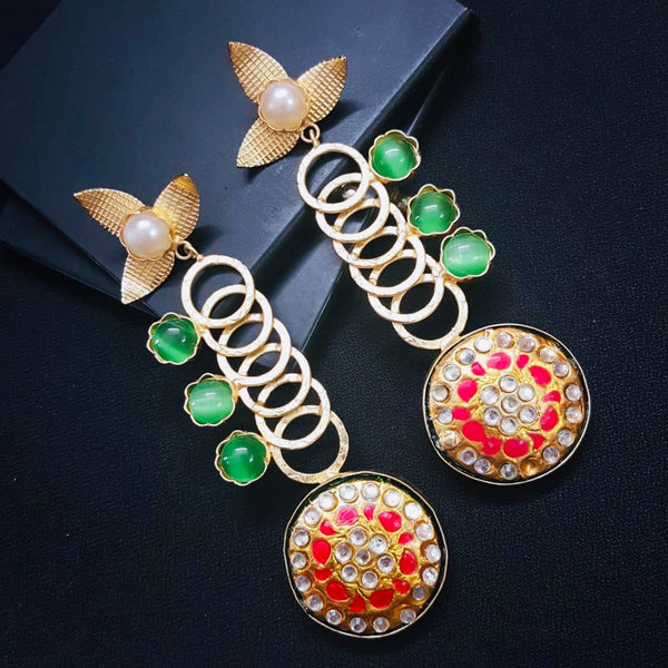 LONG Danglers Red green gold combo