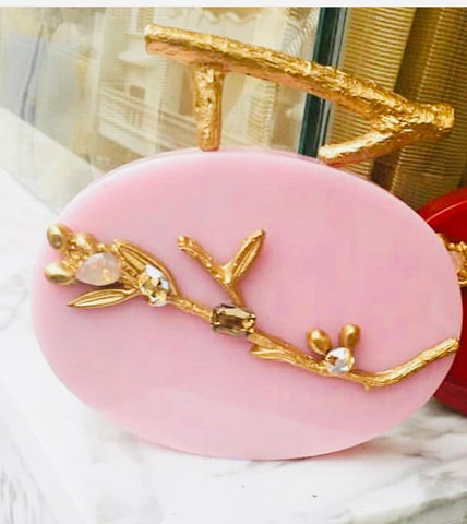 PINK Clutch with gold handle