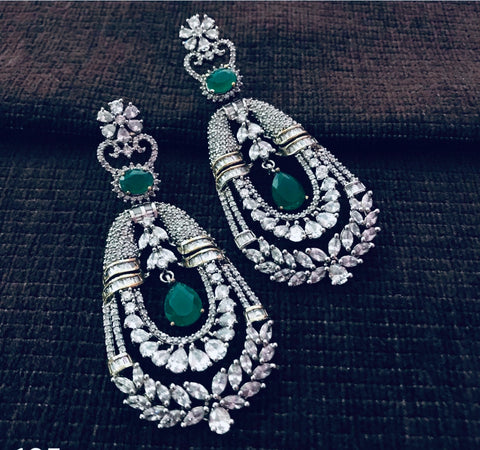 EMERALD Designer Danglers with floral top