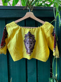Yellow Linen Saree Jamdani weave