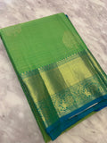 Sea green peacock blue dual tone silk Saree