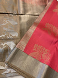 Bird motifs watermelon colour Saree