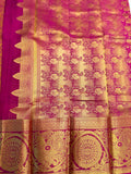 Gold and magenta dual tone silk Saree