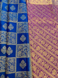 Bright dark blue & Purple silk Saree
