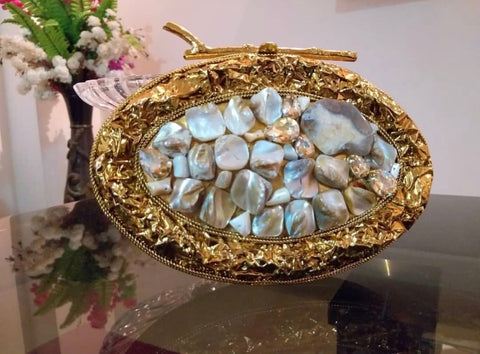 SHELL gold Clutch