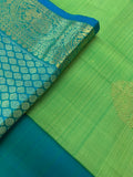 Sea green peacock blue dual tone silk Saree