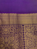 Yellow & Purple pure silk Saree with antique gold zari border
