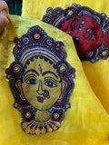 Yellow Linen Saree Jamdani weave
