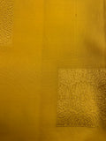 Yellow & Purple pure silk Saree with antique gold zari border