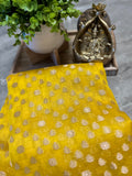 Chanderi Saree in yellow & mahroon combination