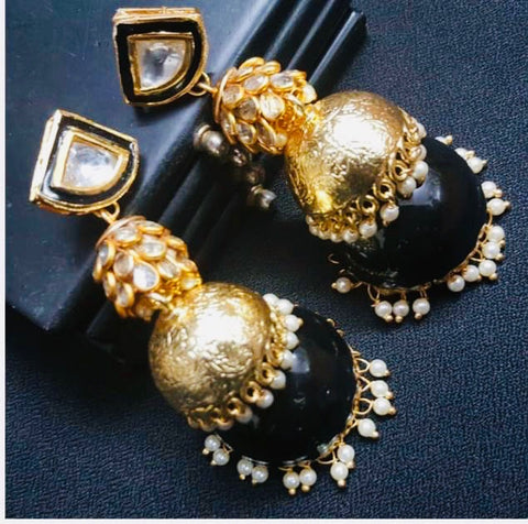 BLACK & GOLD Jhumkas