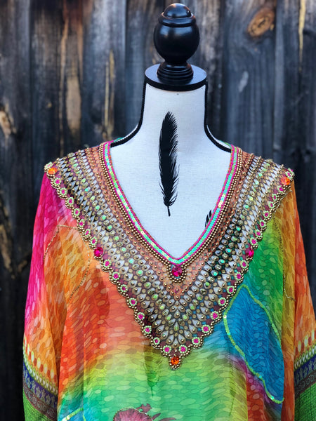 GLISTENING GREEN, Short Kaftan ✈️FREE shipping in Australia