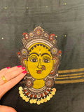 Black Linen Saree with Sequin & KALAMKARI patchwork
