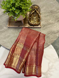 Chanderi Saree in yellow & mahroon combination