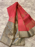Bird motifs watermelon colour Saree