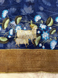 Digital print linen cotton Saree with cow & calf design