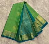 Sea green peacock blue dual tone silk Saree