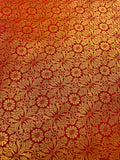 Red Paithani Saree with peacock motifs on gold zari borders