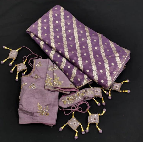 Lavender soft organza Saree